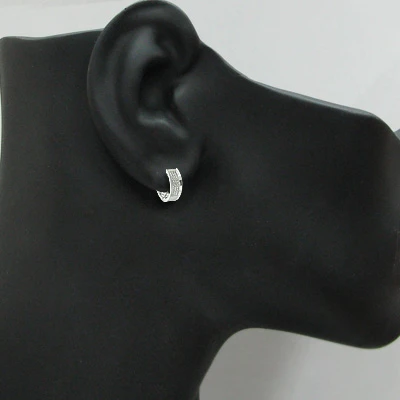 Diamond Hoop Huggie Earrings In Sterling Silver .30ct 5 Diamond Hoop Huggie Earrings In Sterling Silver .30ct - Image 3