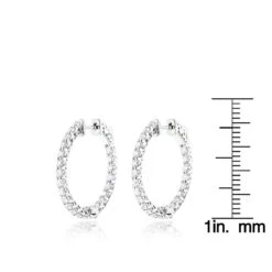 Diamond Hoops 14K White Gold Diamond Hoop Earrings Inside Out 1.87 13 Diamond Hoops 14K White Gold Diamond Hoop Earrings Inside Out 1.87 -H'Hen Sale Store diamond hoops 14k diamond hoop earrings inside out 187 p 11 rulerwh