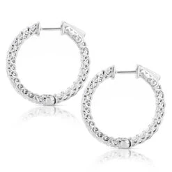 1in Diamond Hoops 14K White Gold Inside Out Diamond Hoop Earrings For Women 2.2ct 10 1in Diamond Hoops 14K White Gold Inside Out Diamond Hoop Earrings For Women 2.2ct -H'Hen Sale Store diamond hoops 14k diamond hoop earrings inside out 264 p 10 backwh