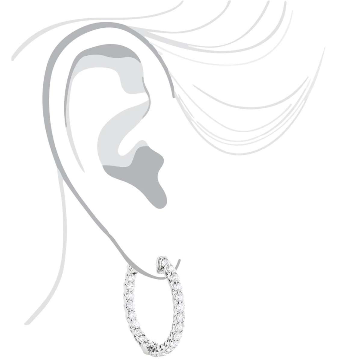 1in Diamond Hoops 14K White Gold Inside Out Diamond Hoop Earrings For Women 2.2ct 7 1in Diamond Hoops 14K White Gold Inside Out Diamond Hoop Earrings For Women 2.2ct - Image 5