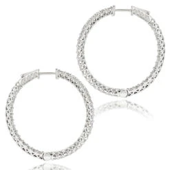 Diamond Hoops 14K White Gold Diamond Hoop Earrings Inside Out 3.5ct -H'Hen Sale Store diamond hoops 14k diamond hoop earrings inside out 444 p 7044 backwh