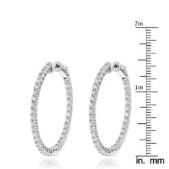 Diamond Hoops 14K White Gold Diamond Hoop Earrings Inside Out 3.5ct -H'Hen Sale Store diamond hoops 14k diamond hoop earrings inside out 444 p 7044 rulerwh