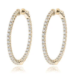 Diamond Hoops 14K White Gold Diamond Hoop Earrings Inside Out 3.5ct -H'Hen Sale Store diamond hoops 14k diamond hoop earrings inside out 444 p 7044 ye