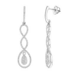 Diamond Infinity Earrings For Women 14K White Gold 0.5ct