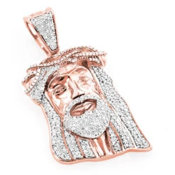 Diamond Jesus Head Pendant 0.75ct 10K White Gold Mini Jesus Face Charm -H'Hen Sale Store diamond jesus head pendant 09ct 10k mini jesus head ro