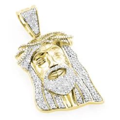Diamond Jesus Head Pendant 0.75ct 10K White Gold Mini Jesus Face Charm -H'Hen Sale Store diamond jesus head pendant 09ct 10k mini jesus head ye