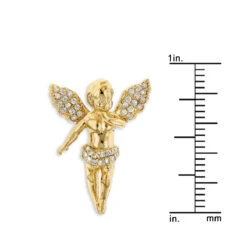 Baby Diamond Little Angel Pendant 14K Yellow Gold 0.25ct Mini Charm -H'Hen Sale Store diamond little angel pendant 14k gold 033ct rulerye
