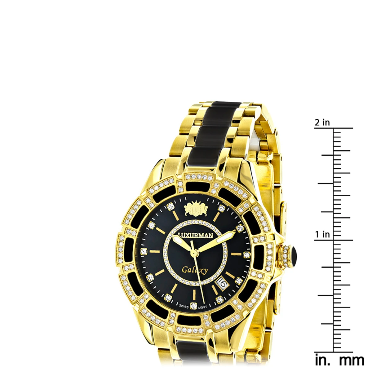 Diamond Men's & Women's Black Ceramic Yellow Gold Pld Luxurman Galaxy 7 Diamond Men's & Women's Black Ceramic Yellow Gold Pld Luxurman Galaxy - Image 5