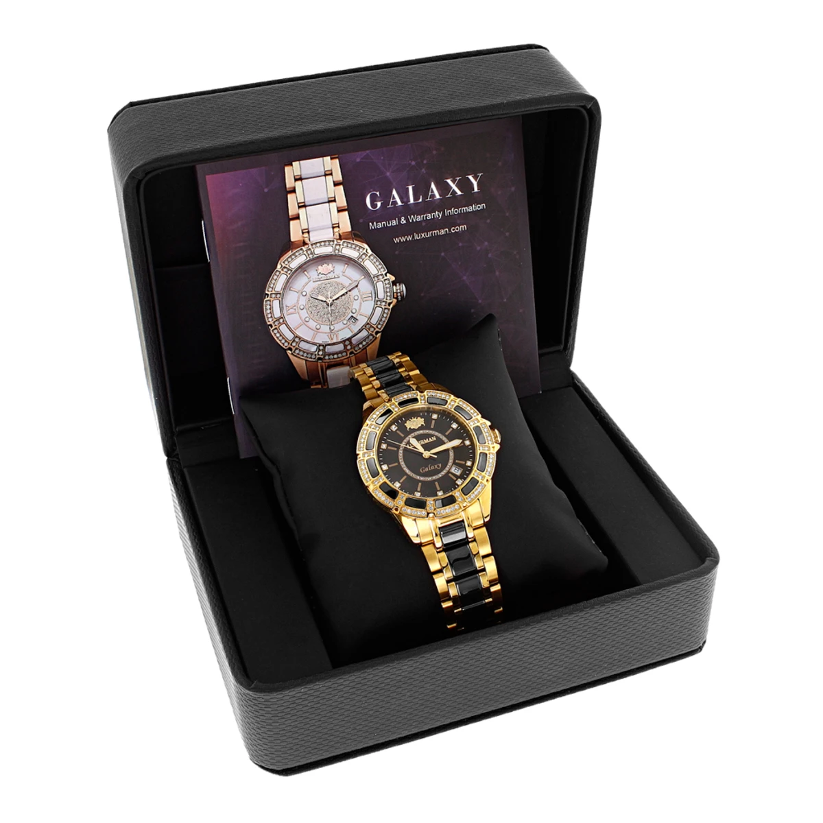 Diamond Men's & Women's Black Ceramic Yellow Gold Pld Luxurman Galaxy 6 Diamond Men's & Women's Black Ceramic Yellow Gold Pld Luxurman Galaxy - Image 4