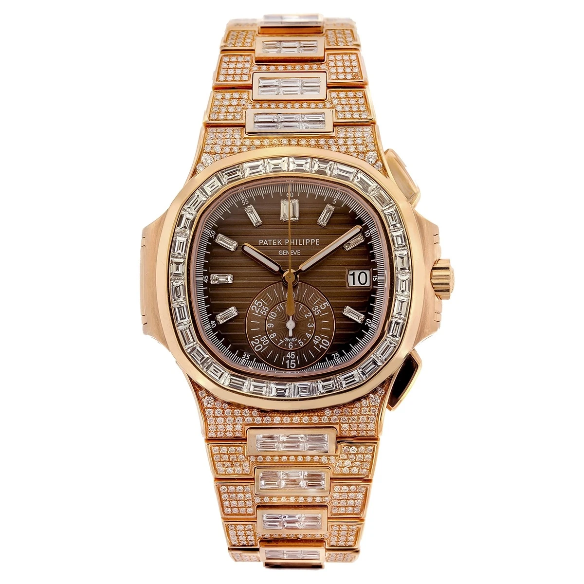 Diamond Patek Philippe Nautilus Men's Watch 18k Rose Gold 5980/1r 40.5mm Brown Dial 3 Diamond Patek Philippe Nautilus Men's Watch 18k Rose Gold 5980/1r 40.5mm Brown Dial