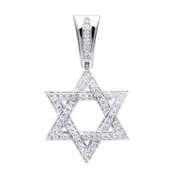 Diamond 14K White Gold Star Of David Pendant 1.44ct