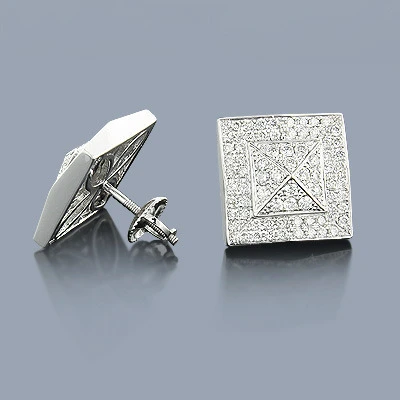 Diamond Pyramid Earrings 14K White Gold 1.40ct 3 Diamond Pyramid Earrings 14K White Gold 1.40ct
