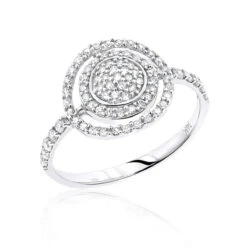 14K White Gold Designer Diamond Circle Ring 0.5 Ctw