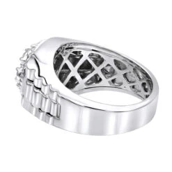 Men's 14K White Gold Rolex Style Diamond Ring 0.45ct 12 Men's 14K White Gold Rolex Style Diamond Ring 0.45ct -H'Hen Sale Store diamond rings 14k mens rolex style diamond ring 045ct p 6434 backwh