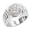 Men's 14K White Gold Rolex Style Diamond Ring 0.45ct