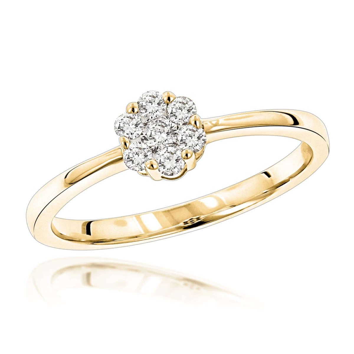 Engagement 14K Yellow Gold Cluster Diamond Promise Ring 22CT 3 Engagement 14K Yellow Gold Cluster Diamond Promise Ring 22CT