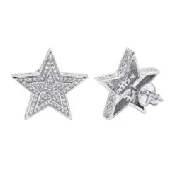 Large Diamond Star Earrings 0.20ct Sterling Silver