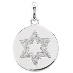 Diamond Star Of David Necklace 0.18ct 14K White Gold