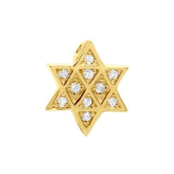 14K Yellow Gold & Diamond Jewish Star Of David Pendant 0.05ct