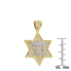 Real Diamond Star Of David Pendant Chai 1.11ct 14K Yellow Gold -H'Hen Sale Store diamond star of david pendant chai 111ct 14k p 44200 rulerye