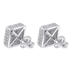 Pave Diamond Stud Earrings Under 300 - 10K White Gold Square Studs 0.33ct -H'Hen Sale Store diamond stud earrings under 300 10k gold studs 029ct backwh