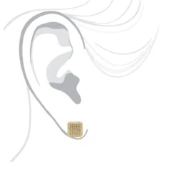 Pave Diamond Stud Earrings Under 300 - 10K White Gold Square Studs 0.33ct -H'Hen Sale Store diamond stud earrings under 300 10k gold studs 029ct bodye