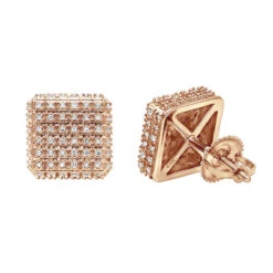 Pave Diamond Stud Earrings Under 300 - 10K White Gold Square Studs 0.33ct -H'Hen Sale Store diamond stud earrings under 300 10k gold studs 029ct ro