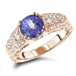 Diamond Tanzanite Engagement Ring For Women 14K White Gold 0.3 Ctd 1.5ctt 10 Diamond Tanzanite Engagement Ring For Women 14K White Gold 0.3 Ctd 1.5ctt -H'Hen Sale Store diamond tanzanite engagement ring for women 14k gold 029ctd 15ctt ro