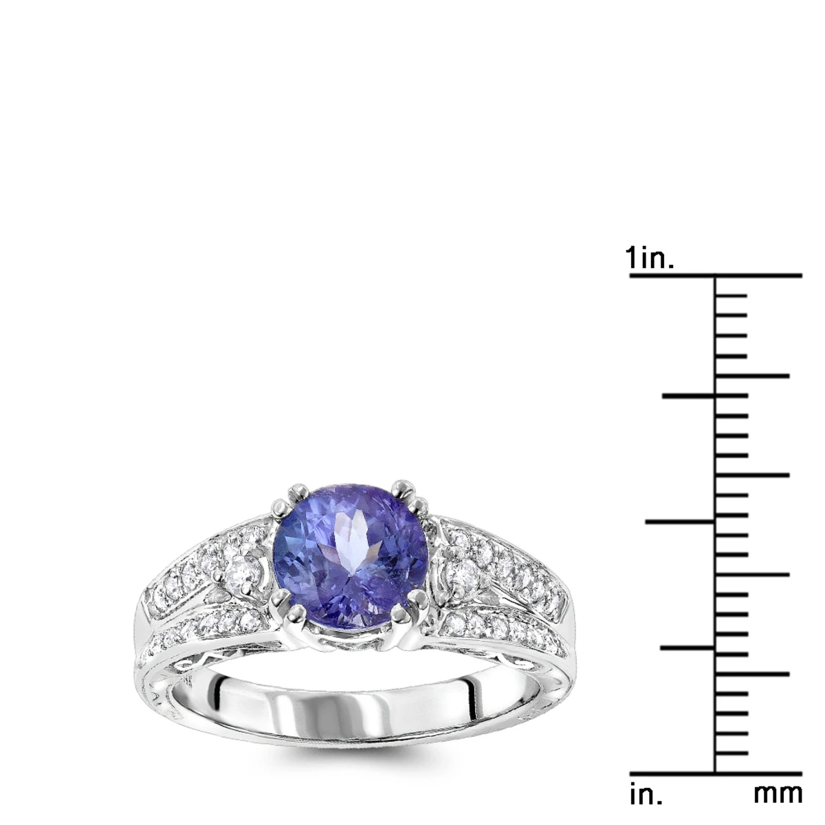 Diamond Tanzanite Engagement Ring For Women 14K White Gold 0.3 Ctd 1.5ctt 7 Diamond Tanzanite Engagement Ring For Women 14K White Gold 0.3 Ctd 1.5ctt - Image 5