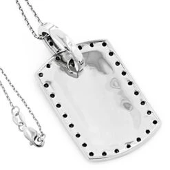 Engravable Small 14K White Gold Black Diamond Dog Tag Pendant .80ct -H'Hen Sale Store dog tag jewelry 14k black diamond dog tag pendant 80ct p 7168 backwh