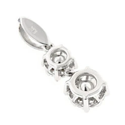 18K White Gold Double Cluster Diamond Pendant 0.49ct By Luccello -H'Hen Sale Store double cluster diamond pendant 049ct 18k luccello jewelry backwh
