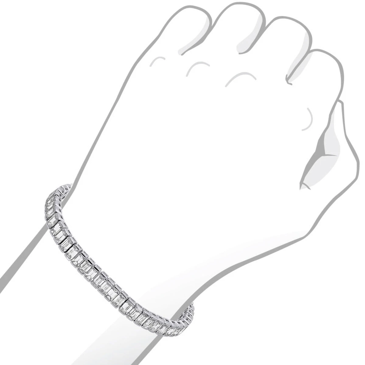 Emerald Cut Diamond Tennis Bracelet 16ct Platinum 5 Emerald Cut Diamond Tennis Bracelet 16ct Platinum - Image 3