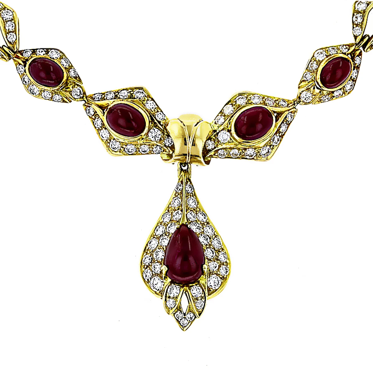 18K Gold Ladies Vintage Ruby & Diamond Necklace 3 18K Gold Ladies Vintage Ruby & Diamond Necklace