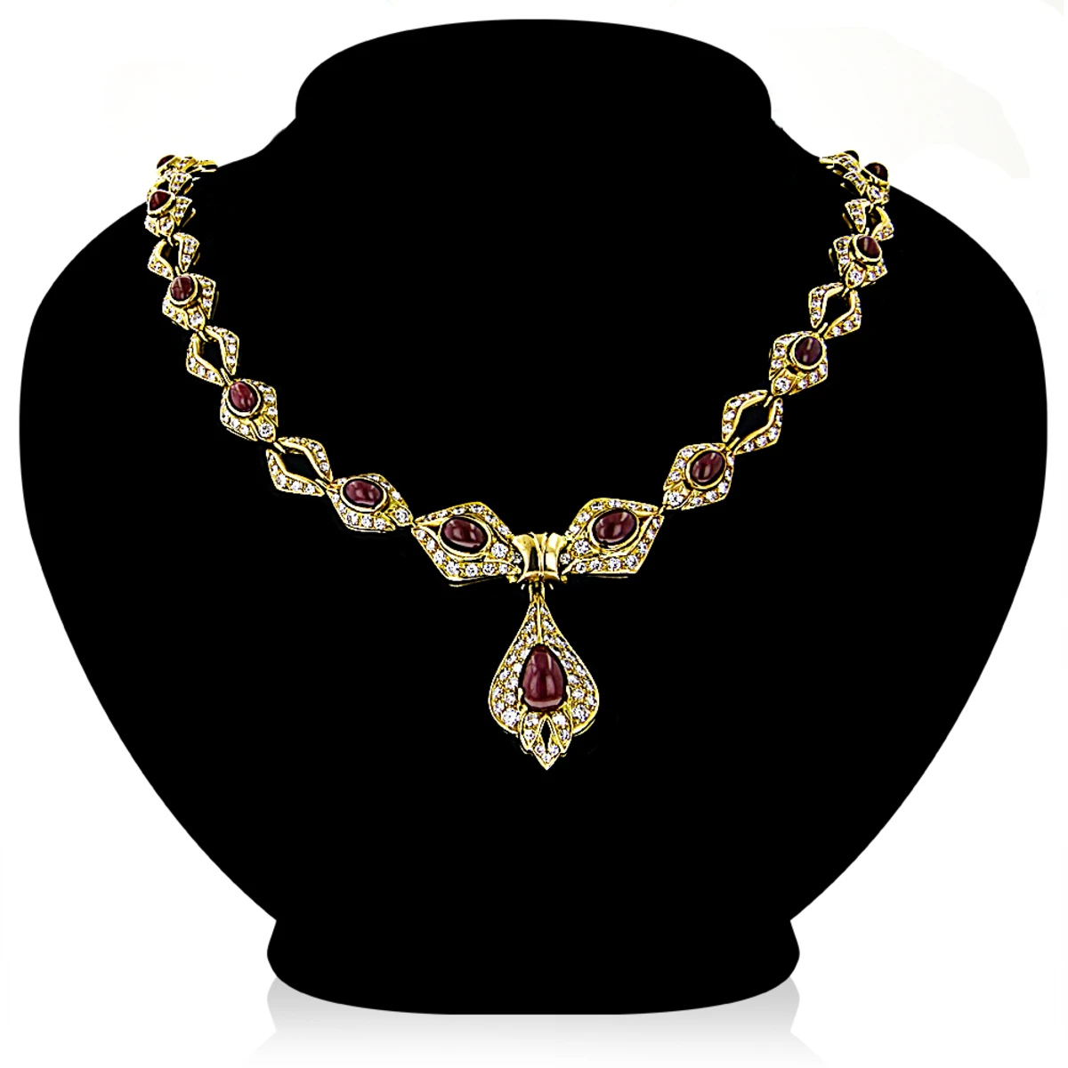 18K Gold Ladies Vintage Ruby & Diamond Necklace 4 18K Gold Ladies Vintage Ruby & Diamond Necklace - Image 2