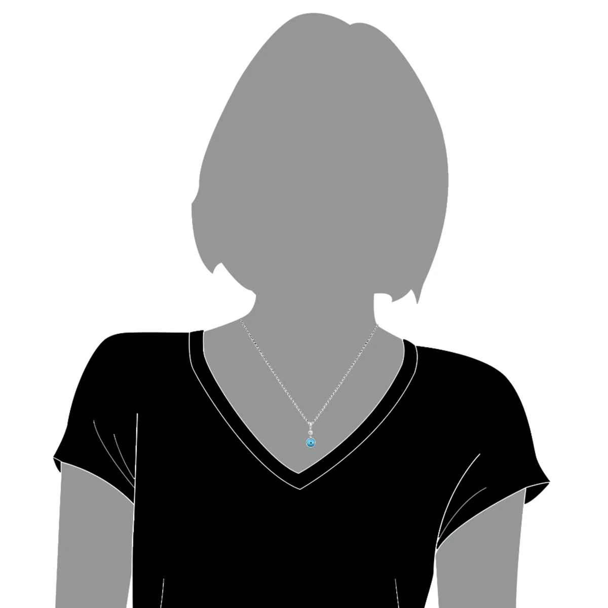 14K White Gold & Diamond Light Blue Evil Eye Pendant 0.10ct 8 14K White Gold & Diamond Light Blue Evil Eye Pendant 0.10ct - Image 6