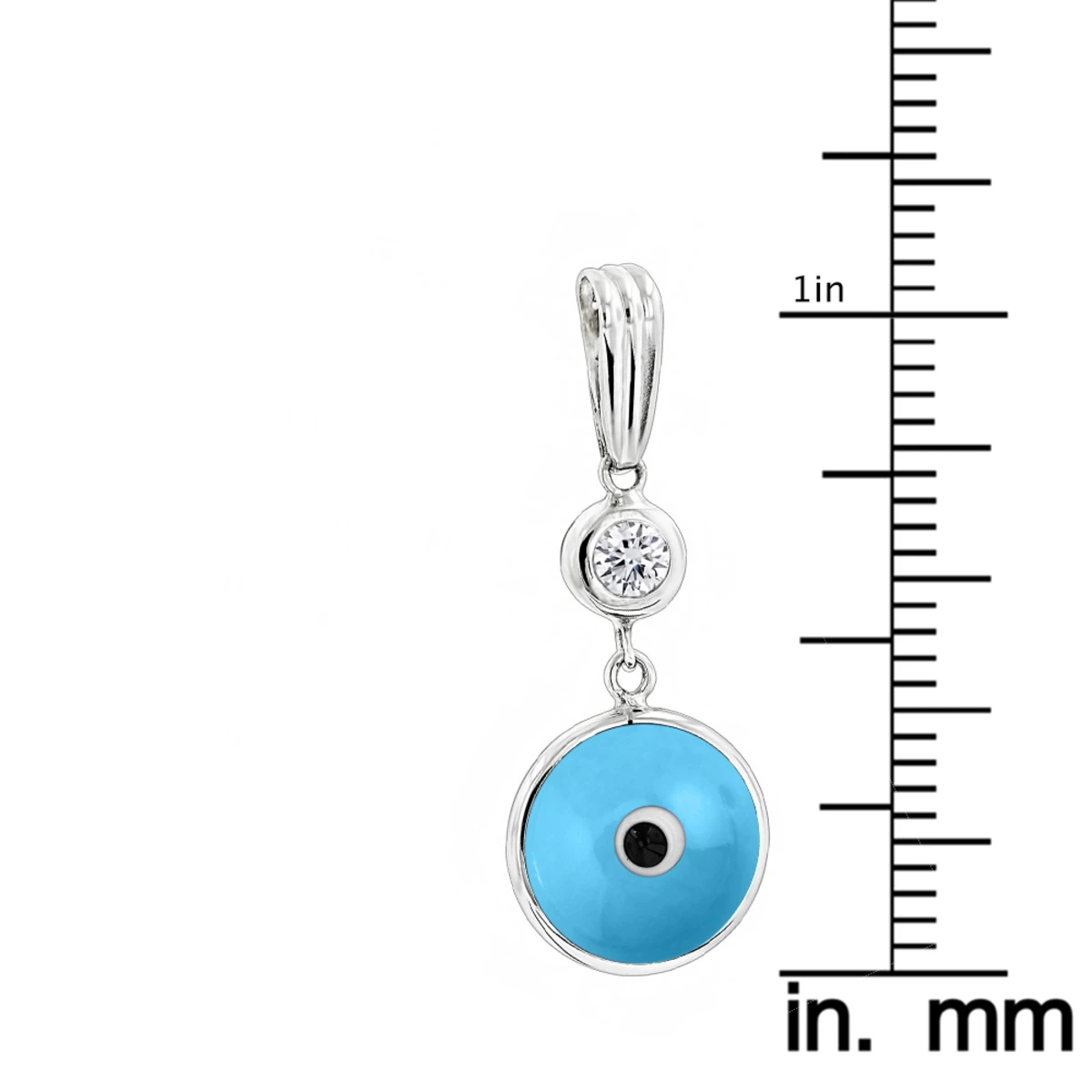 14K White Gold & Diamond Light Blue Evil Eye Pendant 0.10ct 7 14K White Gold & Diamond Light Blue Evil Eye Pendant 0.10ct - Image 5