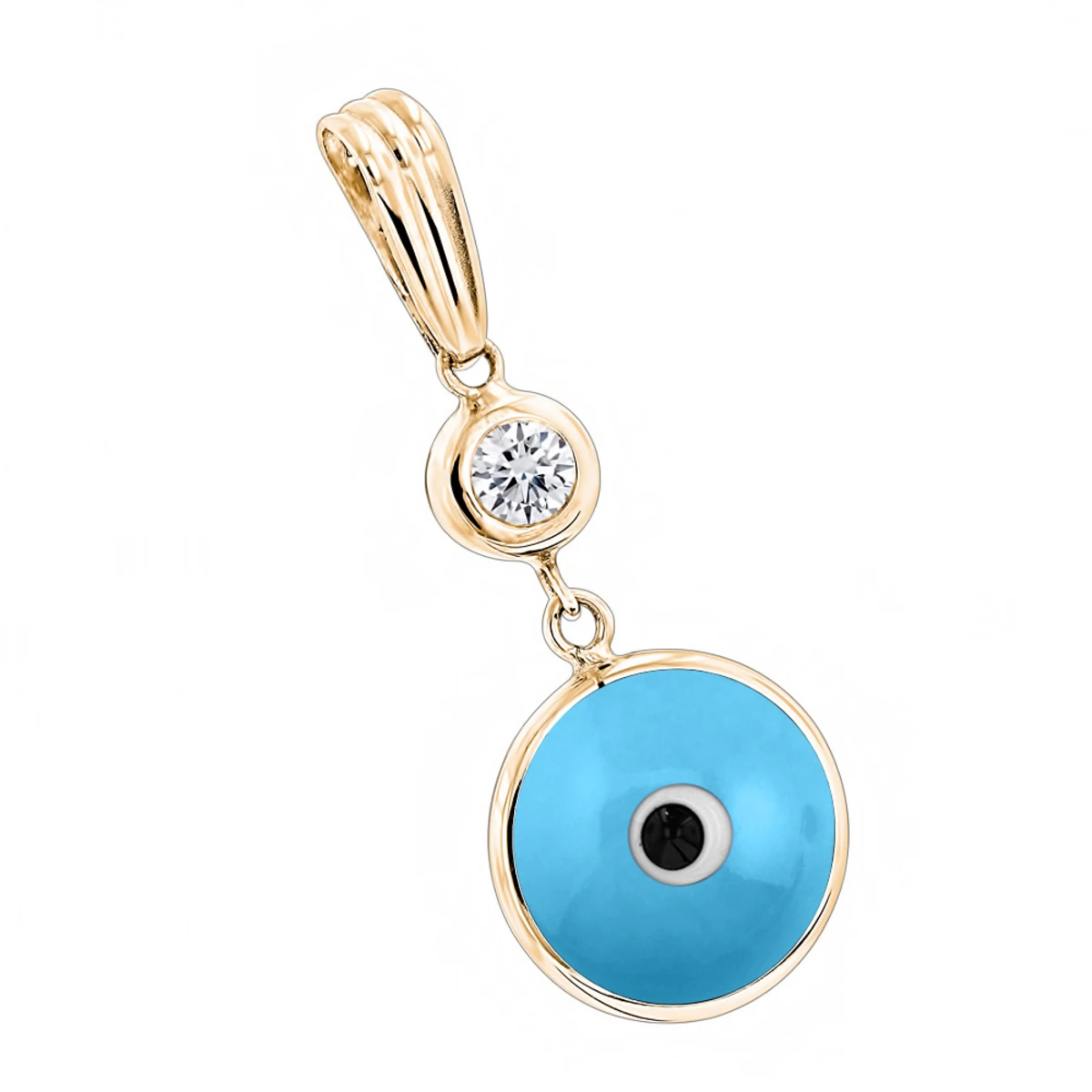 14K White Gold & Diamond Light Blue Evil Eye Pendant 0.10ct 4 14K White Gold & Diamond Light Blue Evil Eye Pendant 0.10ct - Image 2