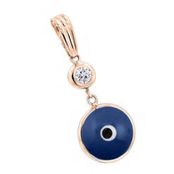 14K White Gold 0.10ct Diamond Blue Evil Eye Pendant 3/8in (10mm) -H'Hen Sale Store evil eye jewelry 14k diamond evil eye pendant blue 10 p 6232 ro