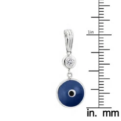14K White Gold 0.10ct Diamond Blue Evil Eye Pendant 3/8in (10mm) -H'Hen Sale Store evil eye jewelry 14k diamond evil eye pendant blue 10 p 6232 rulerwh