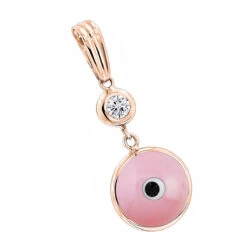 14K White Gold & Diamond Evil Eye Pendant Pink 0.10 9 14K White Gold & Diamond Evil Eye Pendant Pink 0.10 -H'Hen Sale Store evil eye jewelry 14k diamond evil eye pendant pink 010 p 6228 ro