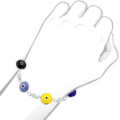 Evil Eyes 14K White Gold Diamond Evil Eye Bracelet Multicolor 0.70 -H'Hen Sale Store evil eyes 14k diamond evil eye bracelet multicolor 070 p 6227 bodwh