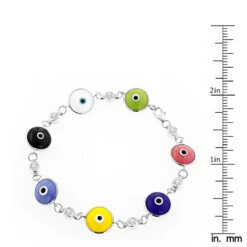 Evil Eyes 14K White Gold Diamond Evil Eye Bracelet Multicolor 0.70 -H'Hen Sale Store evil eyes 14k diamond evil eye bracelet multicolor 070 p 6227 rulerwh