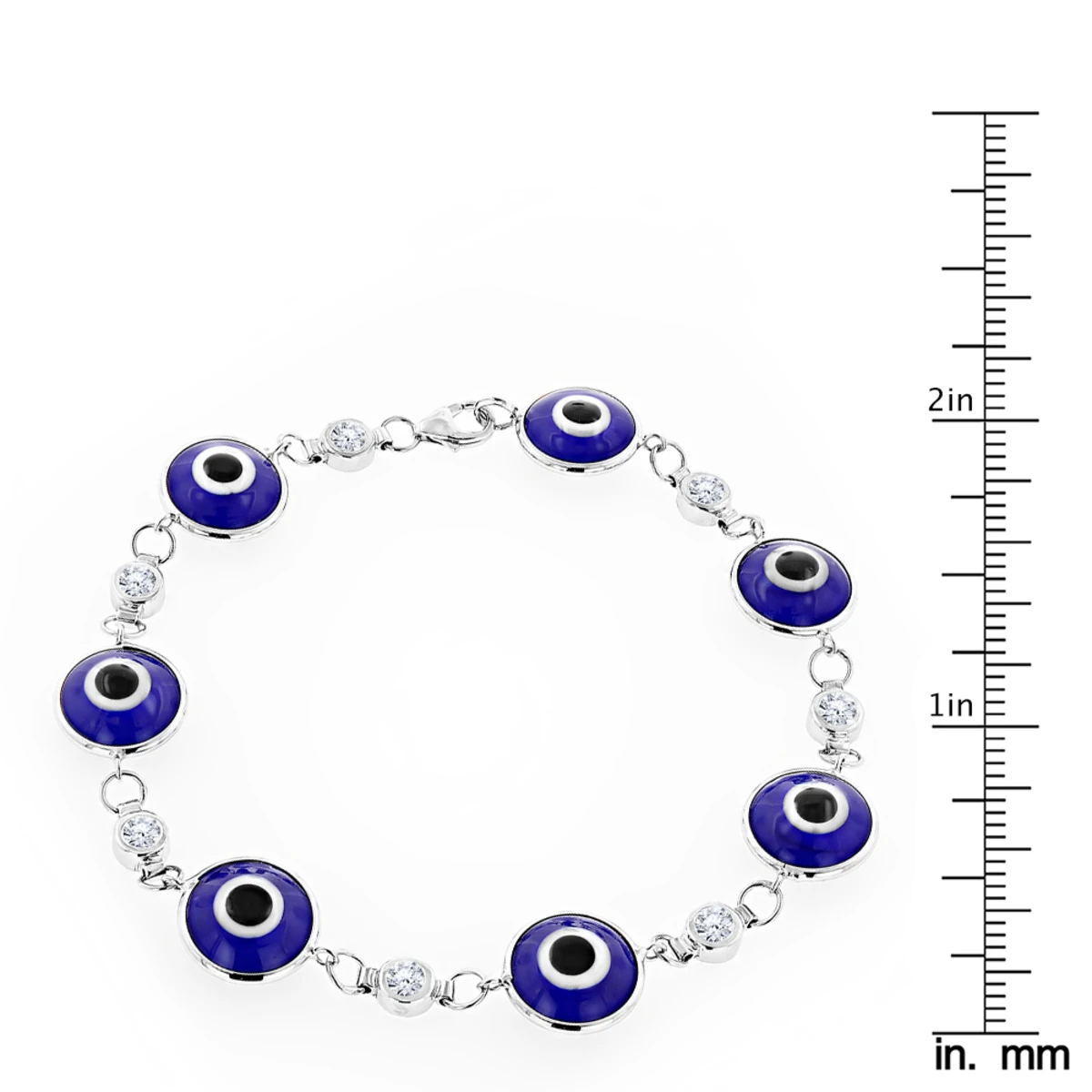 Evil Eyes 14K White Gold Diamond Evil Eye Bracelet Blue .70ct 7 Evil Eyes 14K White Gold Diamond Evil Eye Bracelet Blue .70ct - Image 5