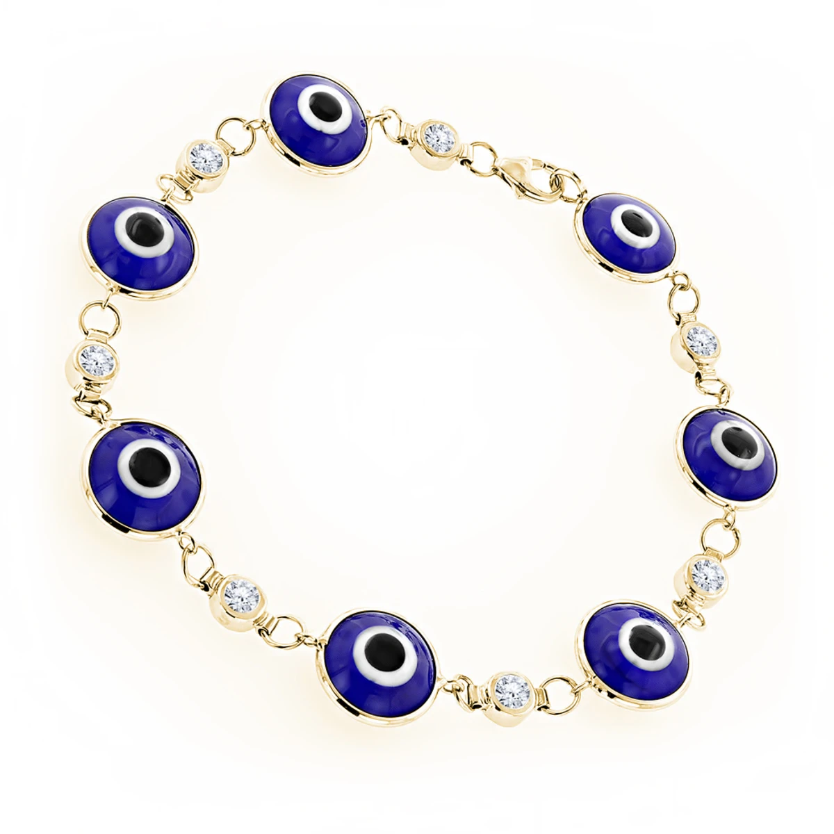 Evil Eyes 14K White Gold Diamond Evil Eye Bracelet Blue .70ct 4 Evil Eyes 14K White Gold Diamond Evil Eye Bracelet Blue .70ct - Image 2