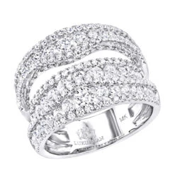 Exquisite 14K White Gold Diamond Cocktail Ring For Women By Luxurman 2.75ct