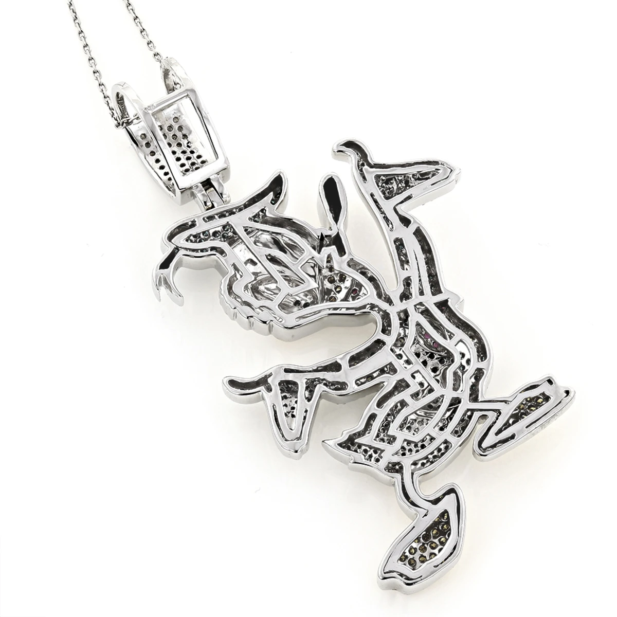 Fancy Diamond 10K White Gold Donald Duck Pendant 4.08ct 4 Fancy Diamond 10K White Gold Donald Duck Pendant 4.08ct - Image 2