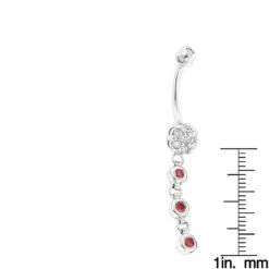 14K White Gold White & Pink Diamond Belly Button Flower Ring 0.75ct -H'Hen Sale Store flower body jewelry white pink diamond belly button ring 066ct 14k rulerwh