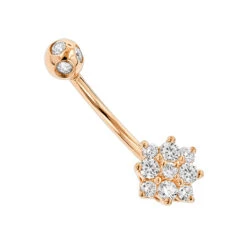 Flower Shaped 14K White Gold Diamond Navel Ring 0.55ct -H'Hen Sale Store flower shaped 14k gold diamond navel ring 055ct p 5873 ro