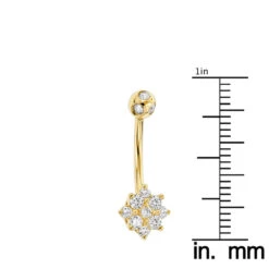 Flower Shaped 14K White Gold Diamond Navel Ring 0.55ct -H'Hen Sale Store flower shaped 14k gold diamond navel ring 055ct p 5873 rulerye