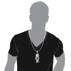 Fred Flintstones Diamond Pendant Sterling Silver Cartoon Character 2.25ct -H'Hen Sale Store fred flinstones diamond pendant sterling silver cartoon character 225ct bodwh